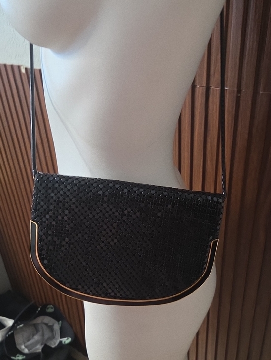 Handbags - Vitage 1970/1980 Black Sequin Crossbody Bag with Gold Trim